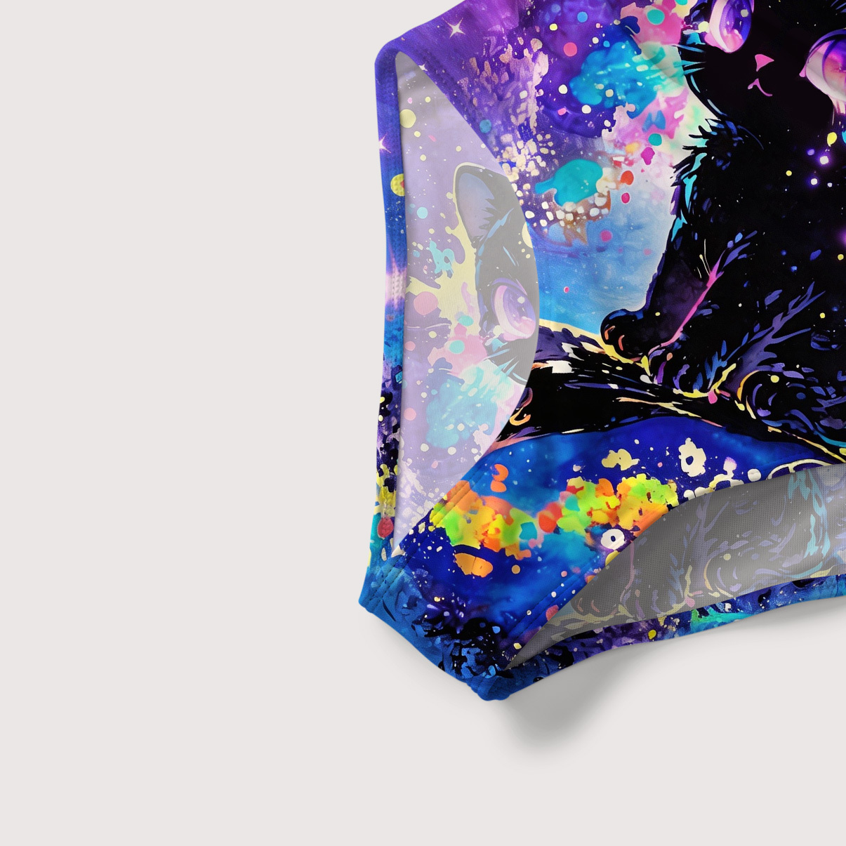 Purplehecate Neon Galaxy Cat Fantasy Slim-Strap Swimsuit