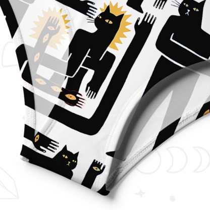 Purplehecate Whimsical Abstract Cat One-Shoulder One-Piece Swimsuit