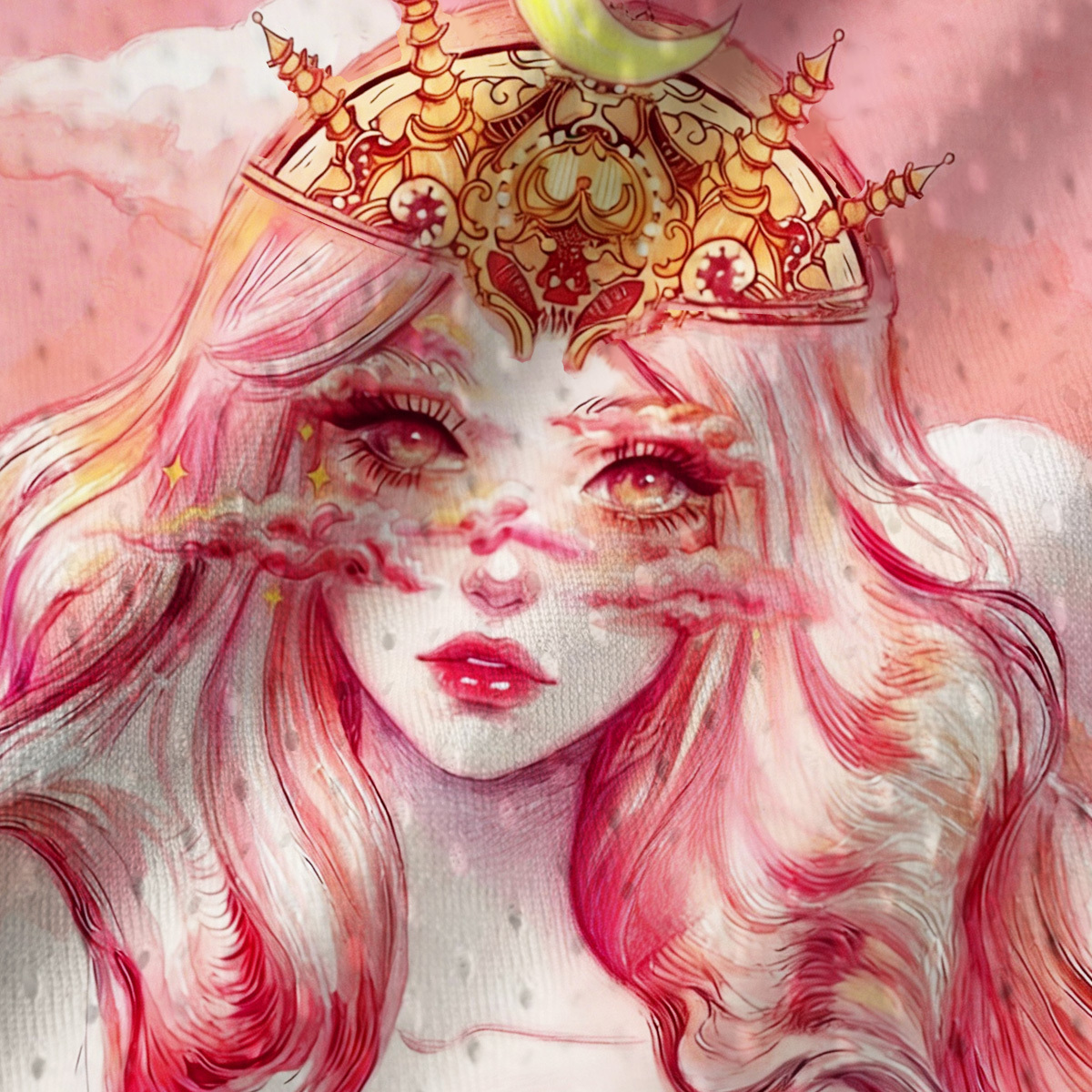 Purplehecate Pink Moon Goddess Witchy Mesh Jersey Tank Top