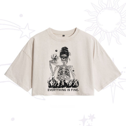 Purplehecate Everything Is Fine Washed Cropped T-Shirt