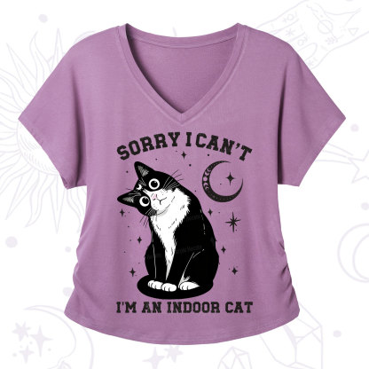 Purplehecate Sorry I Can't Go I'm an Indoor Cat V-Neck T-Shirt