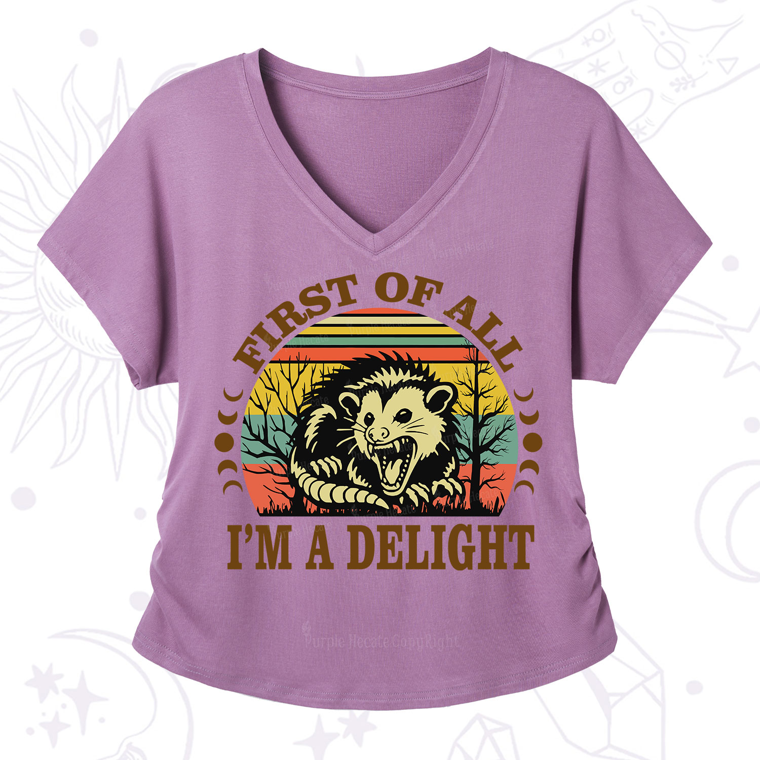 Purplehecate First Of All I'm A Delightful Opossum V-Neck T-Shirt
