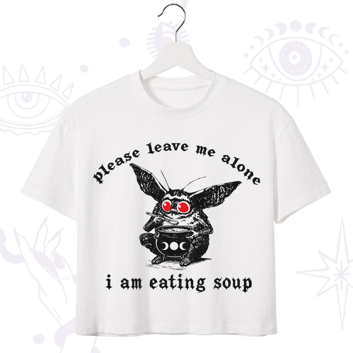 Purplehecate Mothman Eating Soup Crop T-Shirt