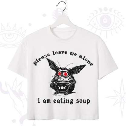 Purplehecate Mothman Eating Soup Crop T-Shirt