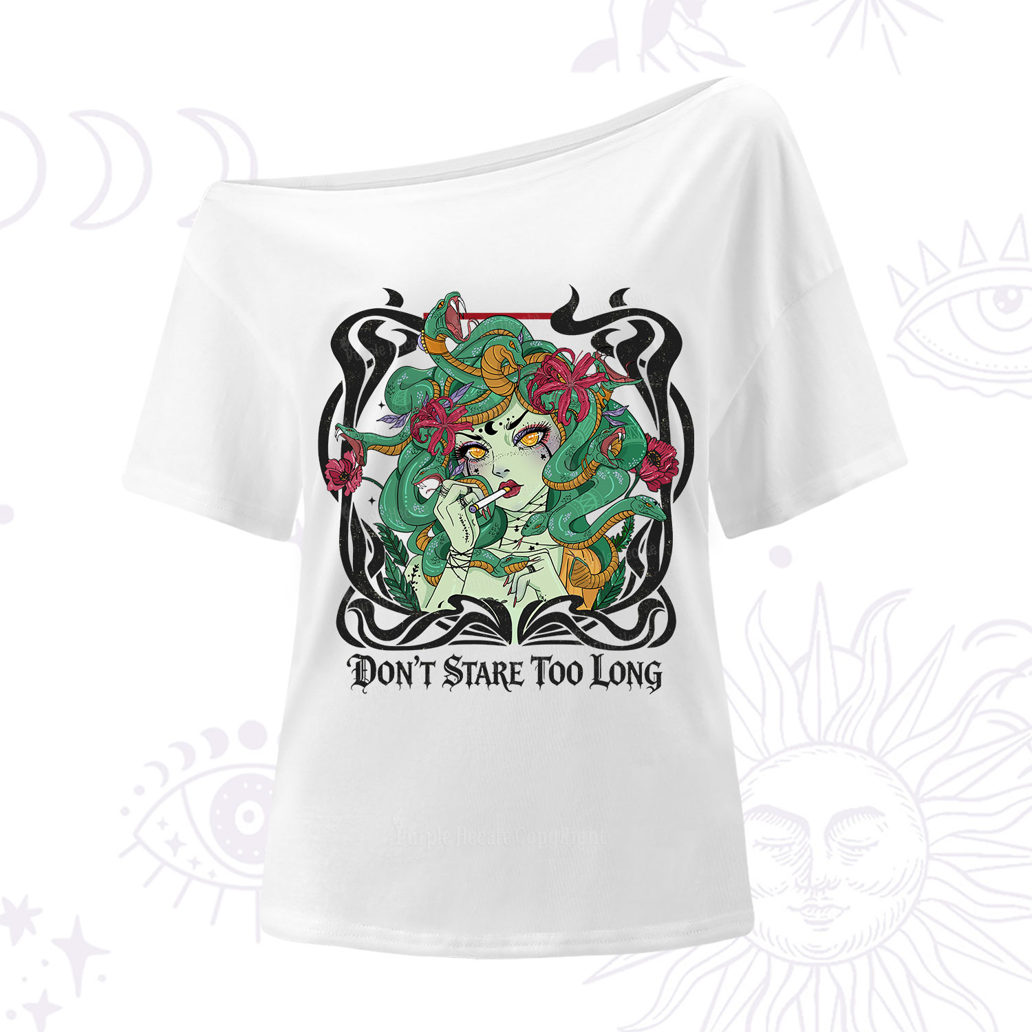 Purplehecate Don't Stare Too Long One Shoulder T-Shirt