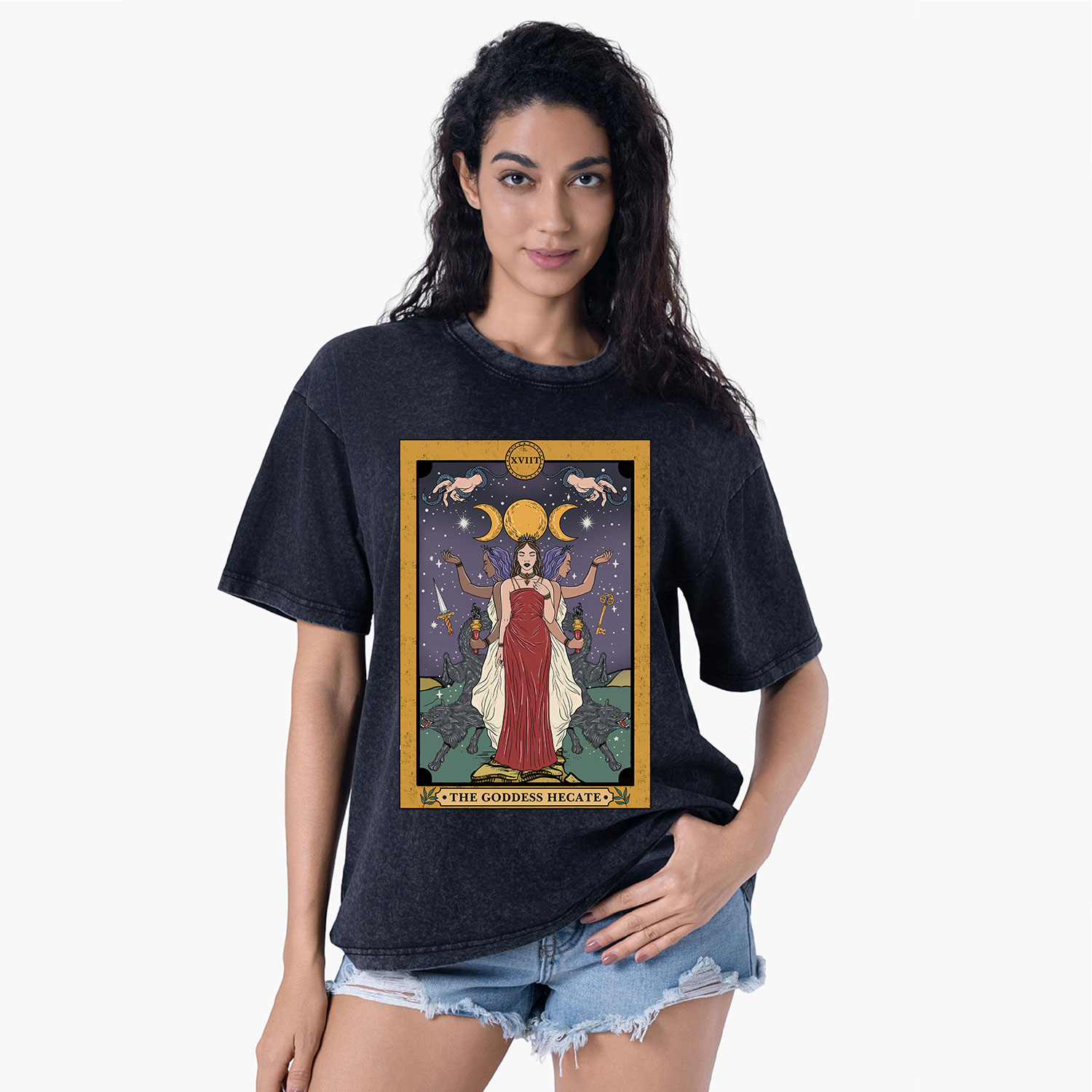 Purplehecate The Goddess Hecate Tarot Washed T-Shirt