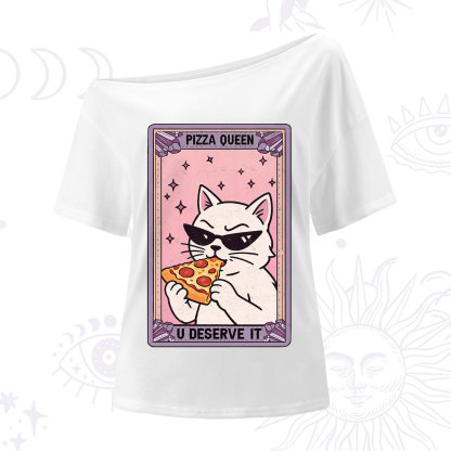 Purplehecate The Pizza Queen Cat Tarot One Shoulder T-Shirt