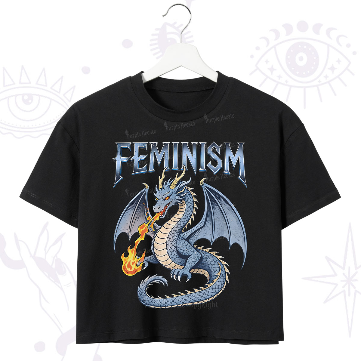 Purplehecate Feminism Dragon Fantasy Crop T-Shirt