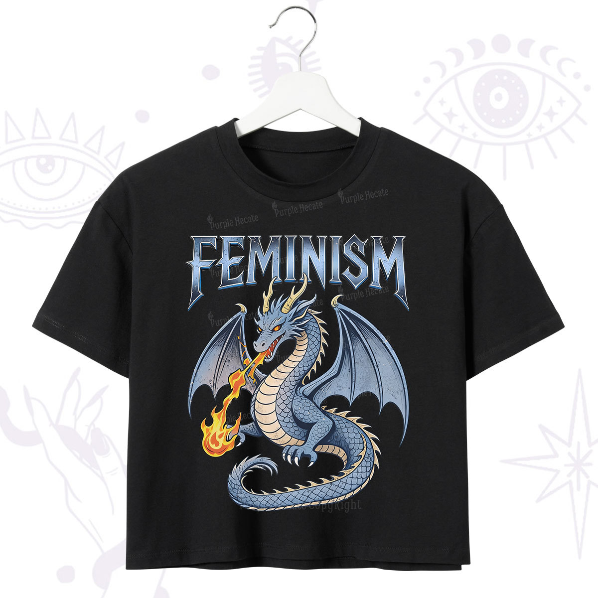 Purplehecate Feminism Dragon Fantasy Crop T-Shirt