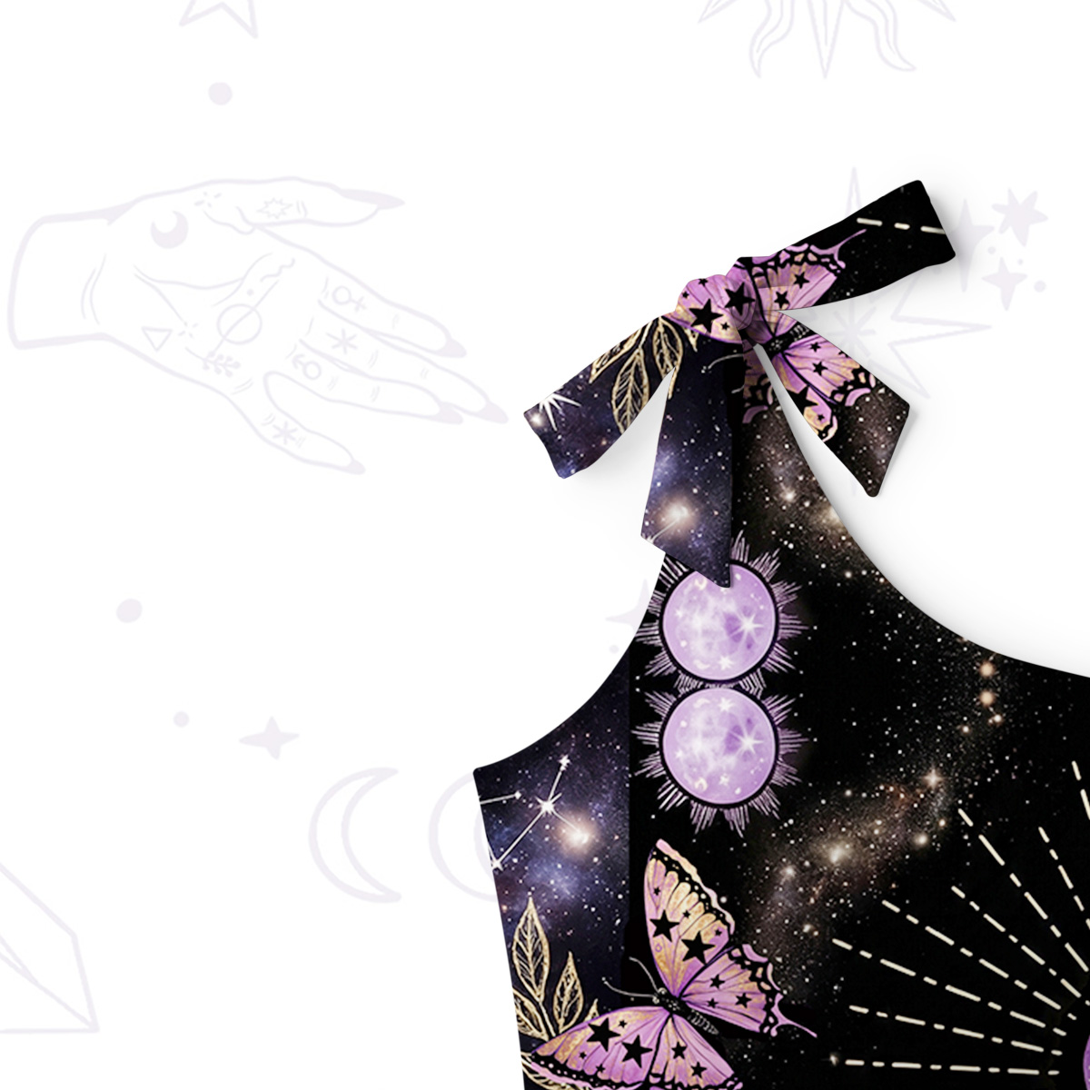 Purplehecate Starry Night Lunar Moth One-Shoulder One-Piece Swimsuit