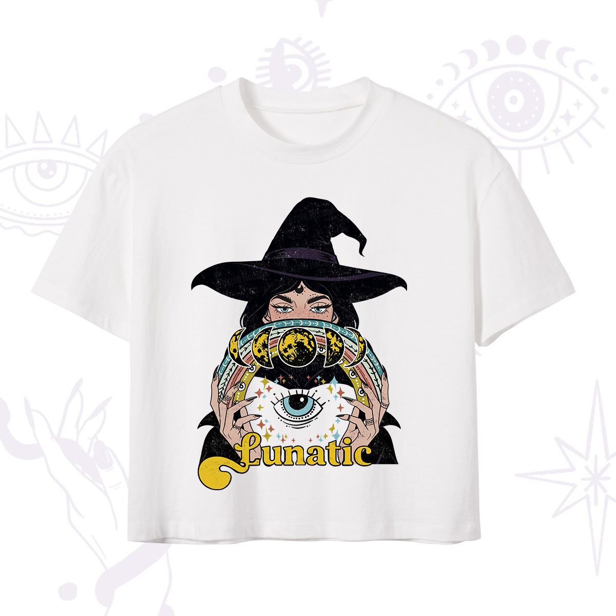Purplehecate Witch of the Lunatic Moon Phase Crop T-Shirt