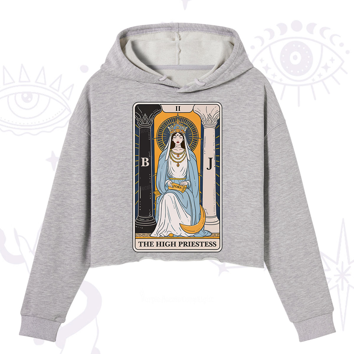 Purplehecate The High Priestess Tarot Card Crop Hoodie