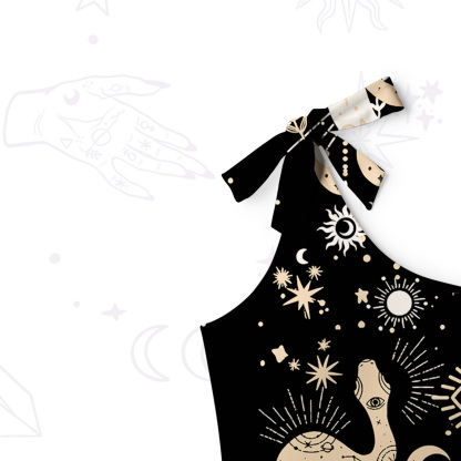 Purplehecate Divine Serpent Under the Moon One-Shoulder One-Piece Swimsuit