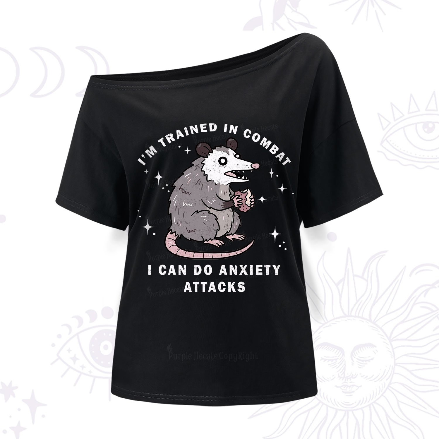 Purplehecate Anixety Attack Opossum One Shoulder T-Shirt