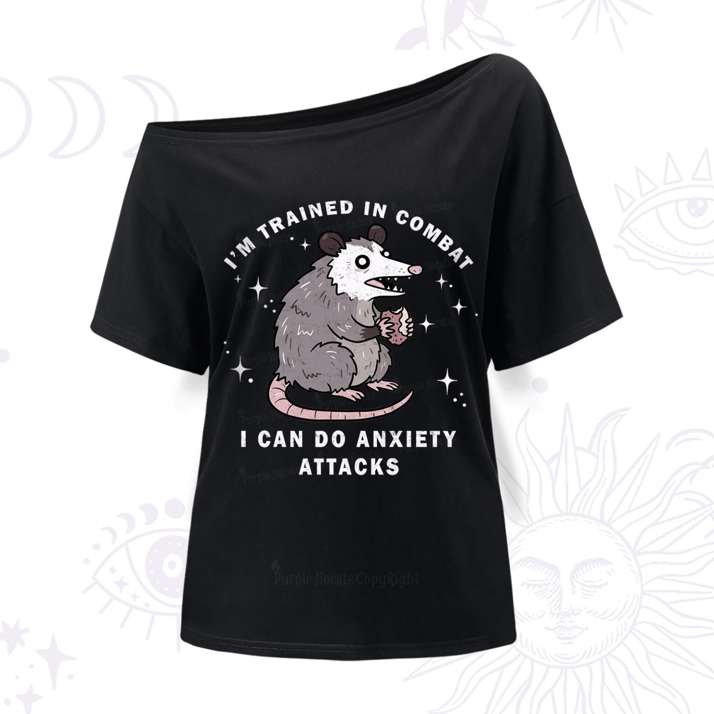 Purplehecate Anixety Attack Opossum One Shoulder T-Shir