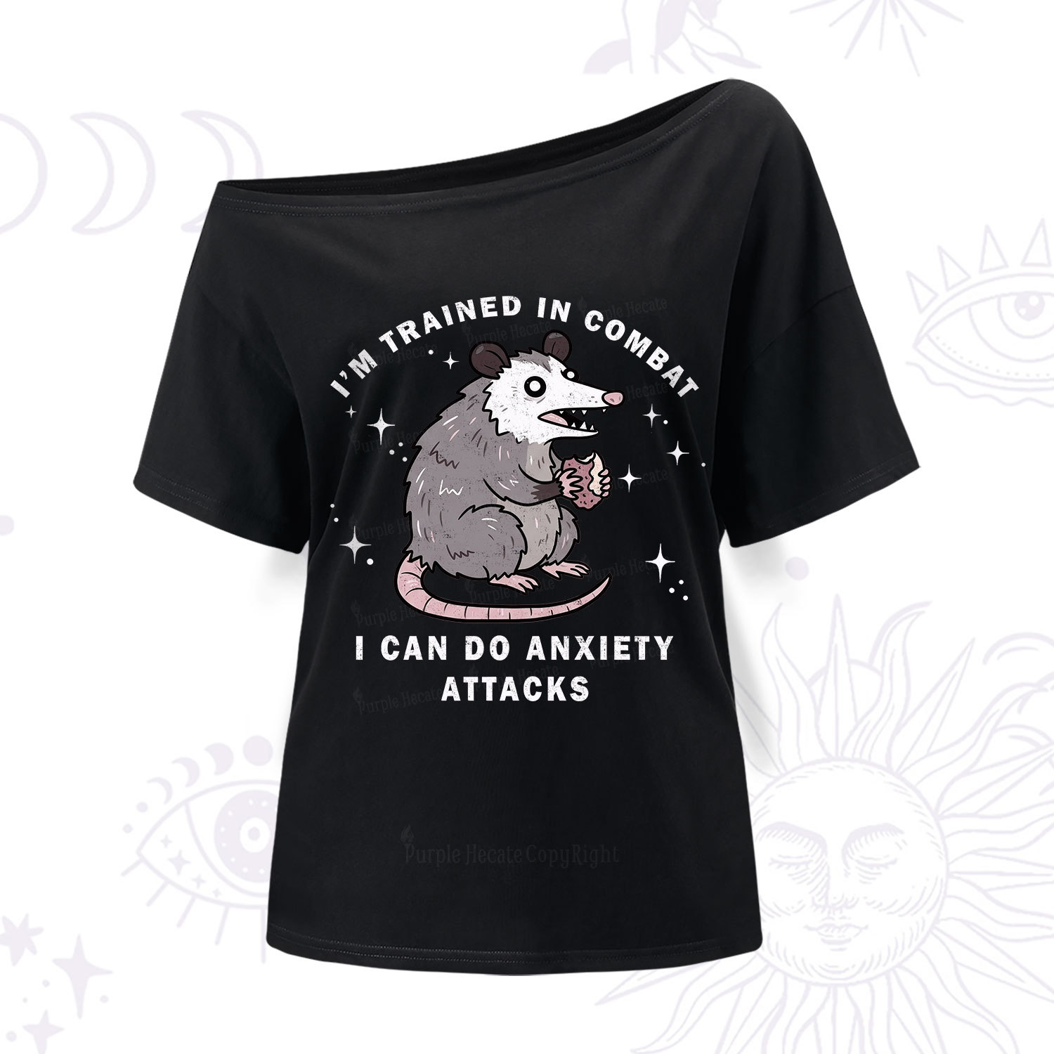 Purplehecate Anixety Attack Opossum One Shoulder T-Shir