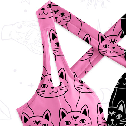 Purplehecate Sketchy Cat One-Piece Swimsuit