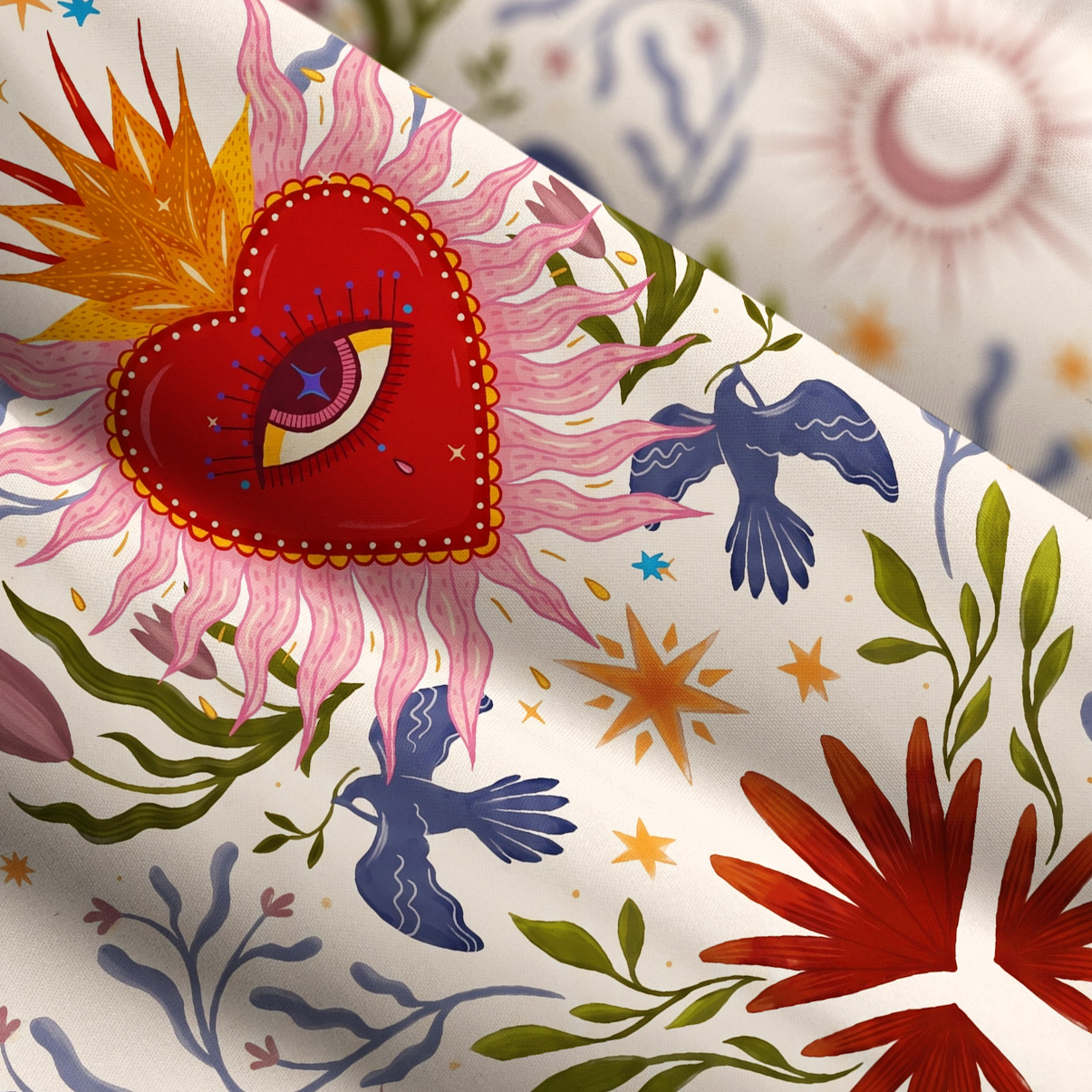 Purplehecate Sacred Flame Heart Wide Straps Maxi Dress