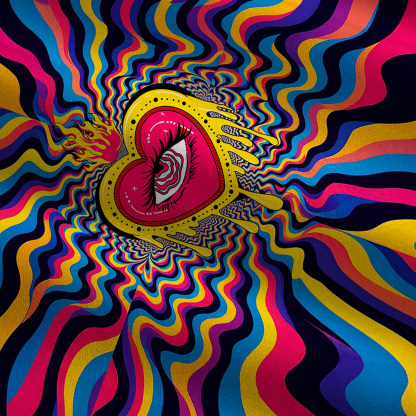 Purplehecate Trippy Heart Flame Wide Leg Jumpsuit