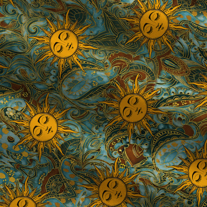 Purplehecate Golden Sun Wheel Wide Leg Jumpsuit