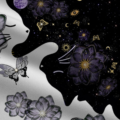 Purplehecate Starlit Cats & Butterflies Wide Leg Jumpsuit