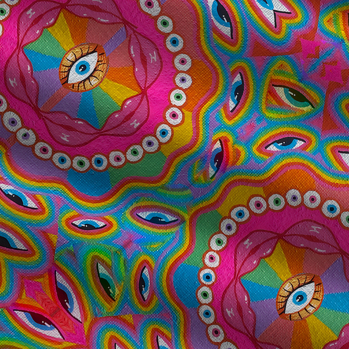 Purplehecate Chromatic Dreamwave Eye Wide Leg Jumpsuit