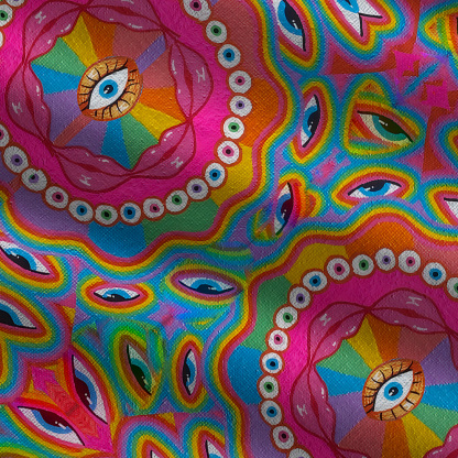 Purplehecate Chromatic Dreamwave Eye Wide Leg Jumpsuit