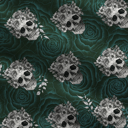 Purplehecate Rose Skull Wide Leg Jumpsuit