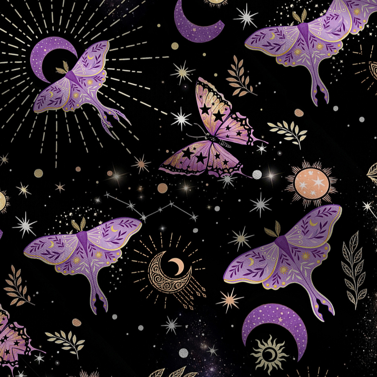 Purplehecate Starry Night Lunar Moth Wide Leg Jumpsuit