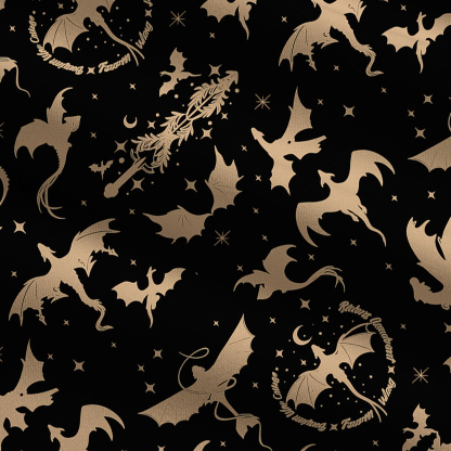 Purplehecate Fantasy Dragon Allover Wide Leg Jumpsuit