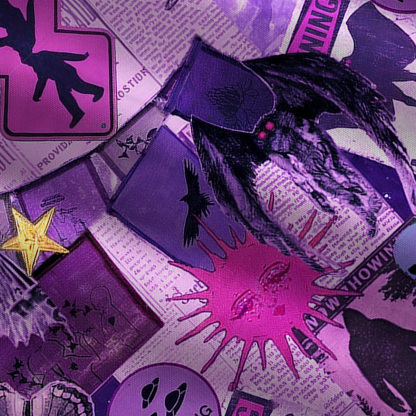 Purplehecate Cryptid Warning Collage Wide Leg Jumpsuit