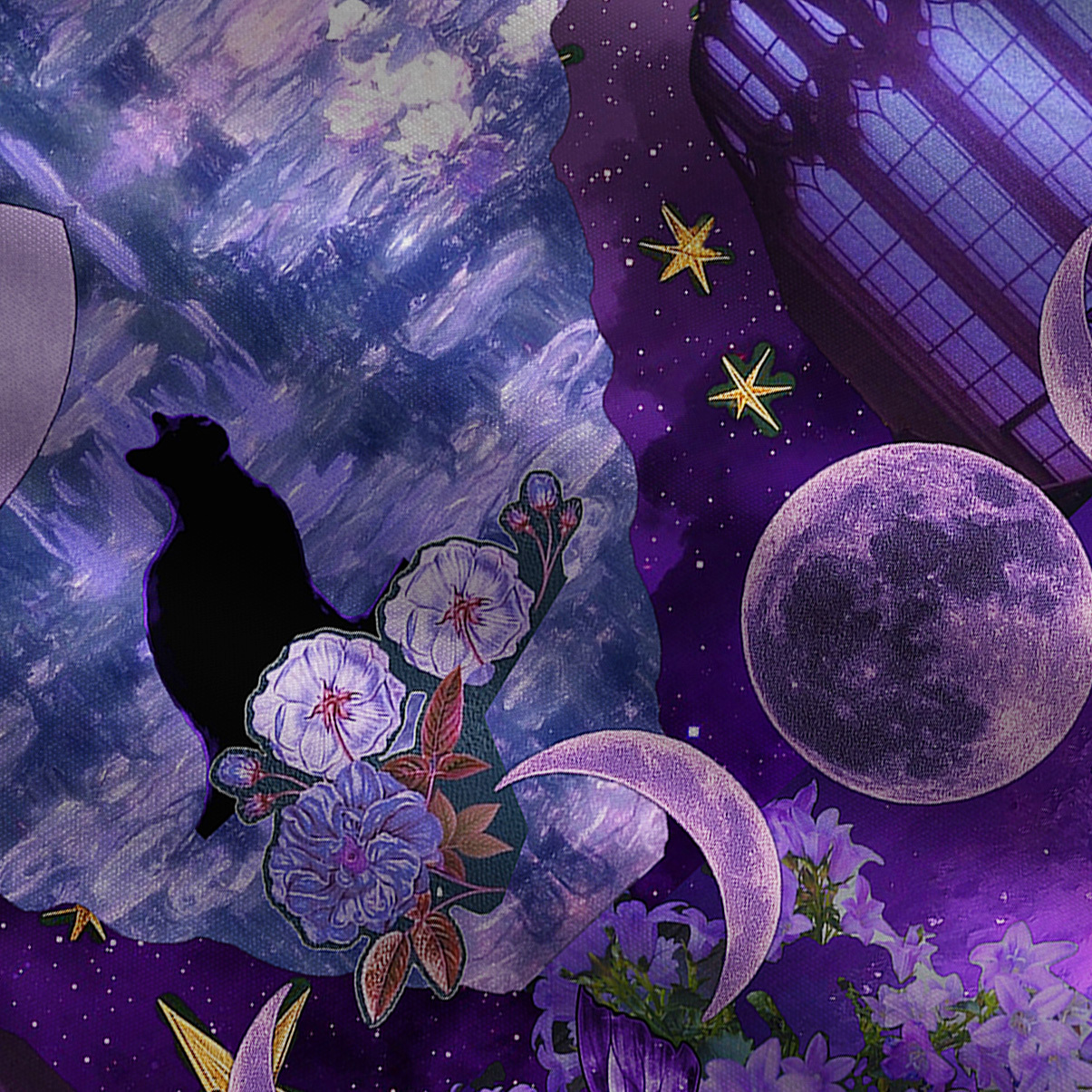 Purplehecate Witchy Black Cat Moon Wide Leg Jumpsuit