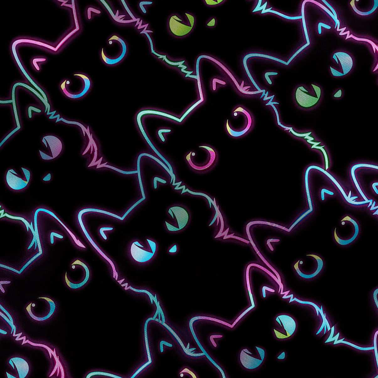 Purplehecate Neon Glow Stacked Cats Wide Leg Jumpsuit