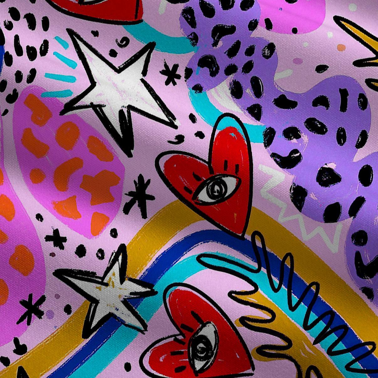 Purplehecate Cosmic Love Eyes Graffiti Wide Leg Jumpsuit