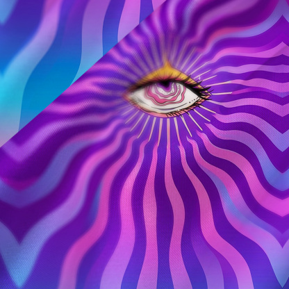 Purplehecate Sacred Eye Energy Flow Satin Cross Back Mini Dress