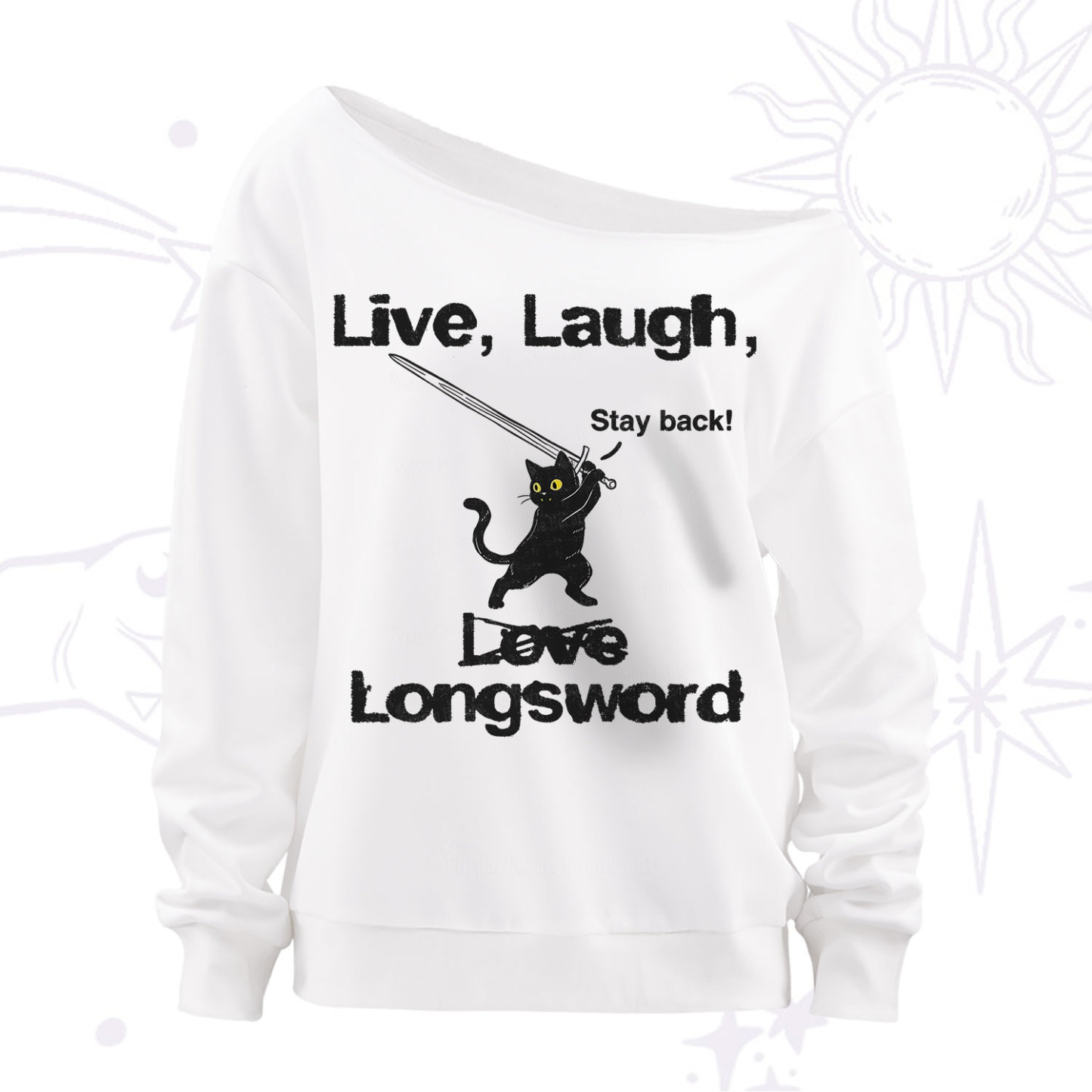 Purplehecate Live Laugh Love Longsword Off The Shoulder Sweatshirt