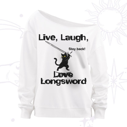 Purplehecate Live Laugh Love Longsword Off The Shoulder Sweatshirt