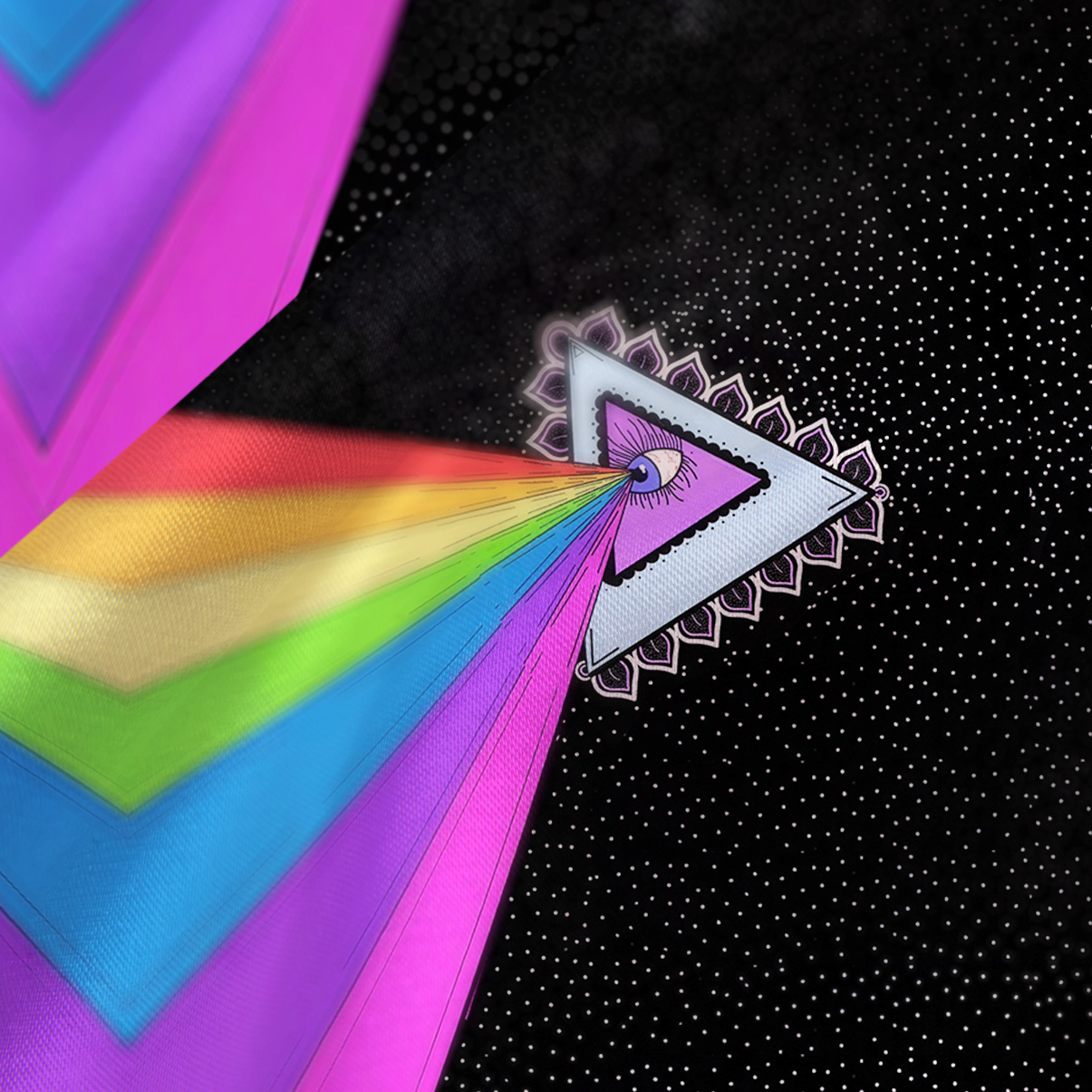 Purplehecate Prism of Rainbow Satin Cross Back Mini Dress