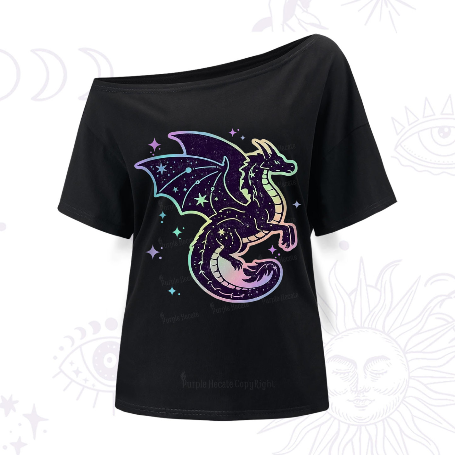 Purplehecate Celestial Dragon One Shoulder T-Shir