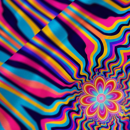 Purplehecate Psychedelic Bloom Satin Cross Back Mini Dress