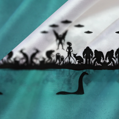 Purplehecate Alien Lake Monster Encounter Satin Cross Back Mini Dress