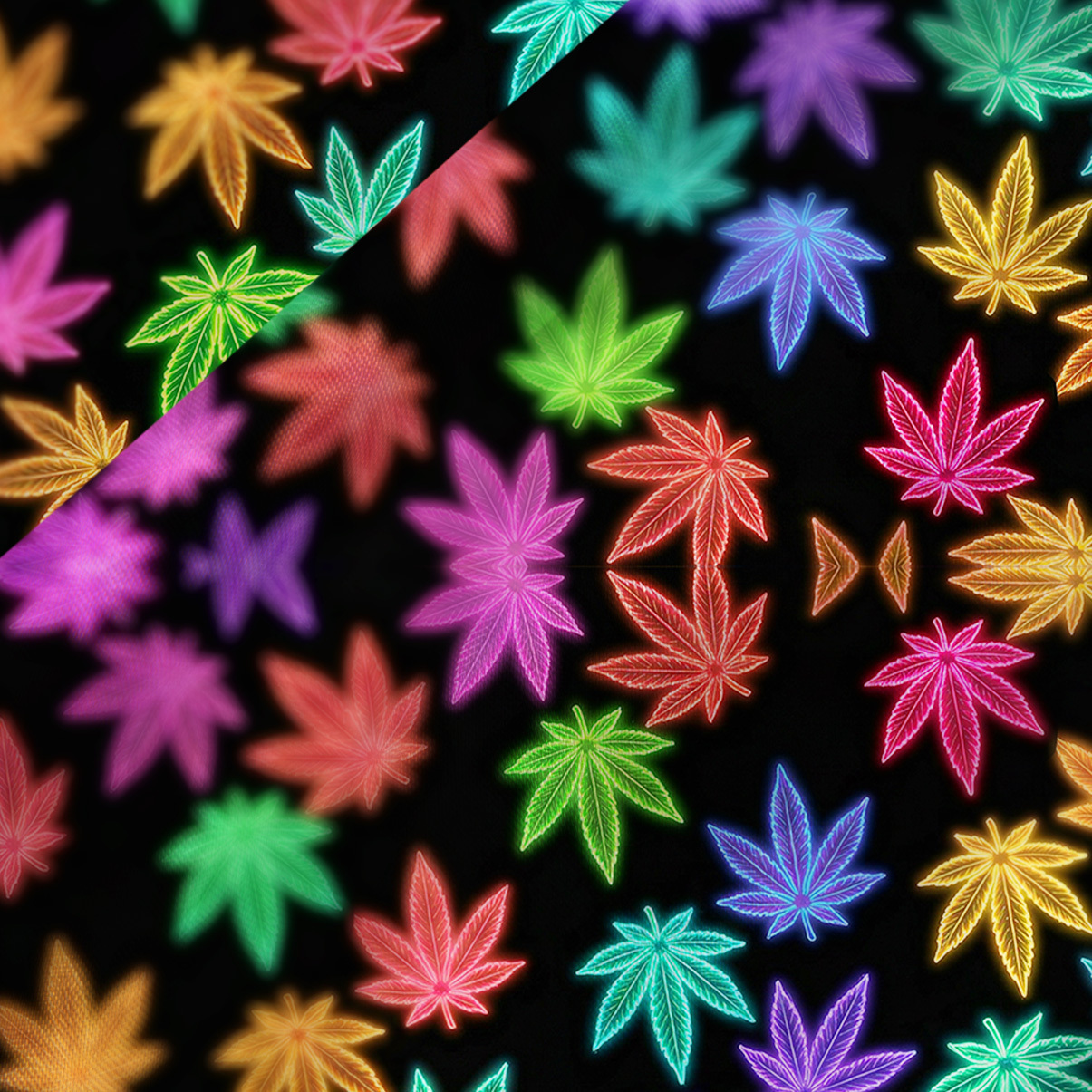 Purplehecate Trippy Weed Satin Cross Back Mini Dress