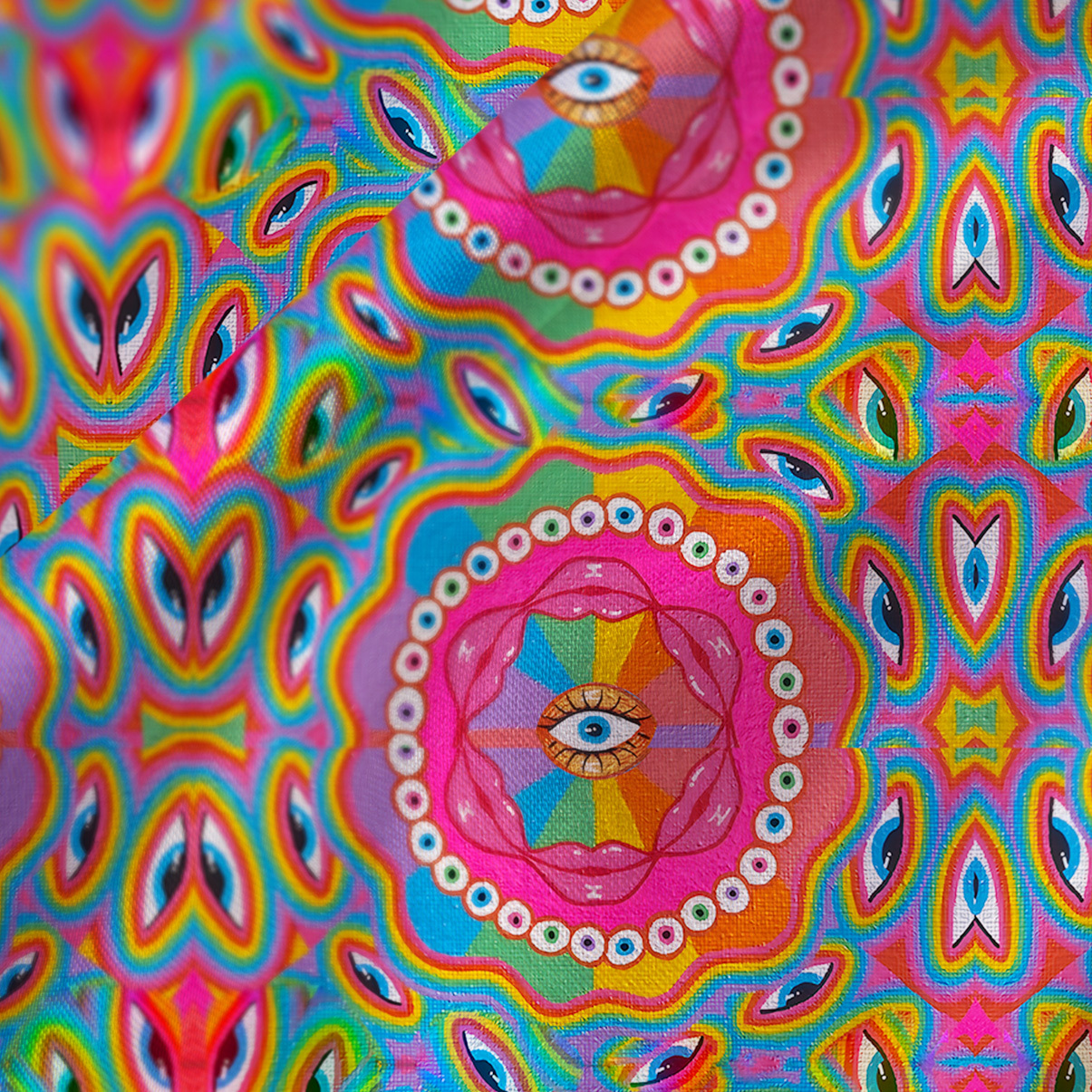 Purplehecate Chromatic Dreamwave Satin Cross Back Mini Dress