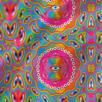 Purplehecate Chromatic Dreamwave Satin Cross Back Mini Dress