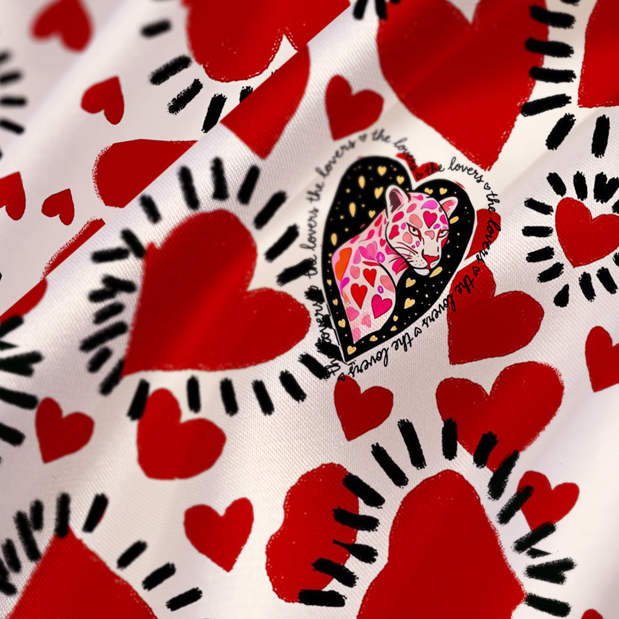 Purplehecate Wild Love Leopard Heart Satin Cross Back Mini Dress