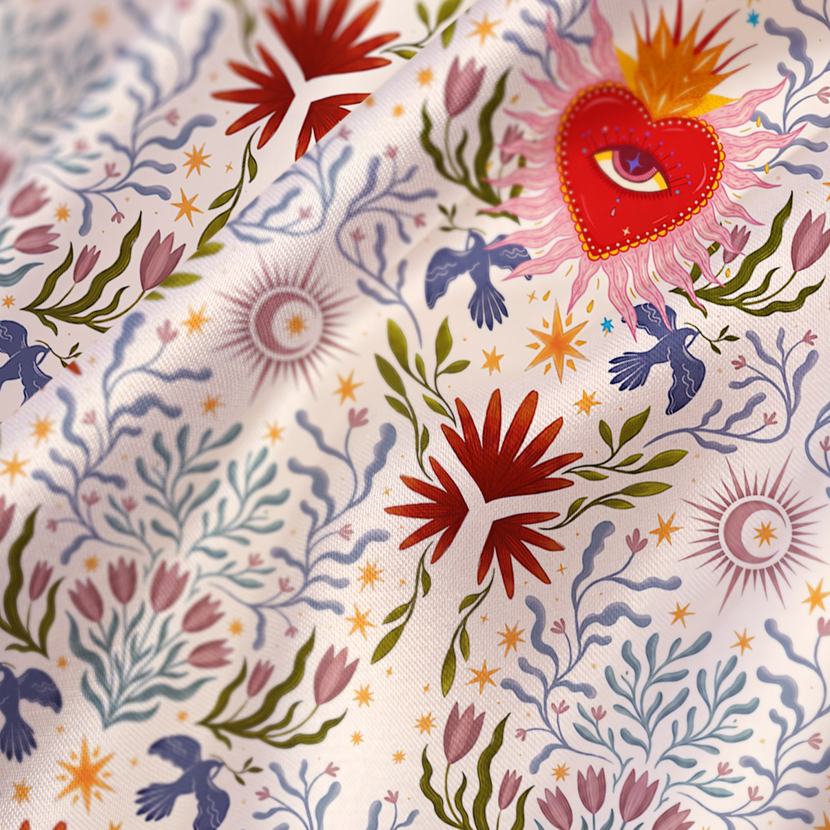 Purplehecate Sacred Flame Heart Satin Cross Back Mini Dress