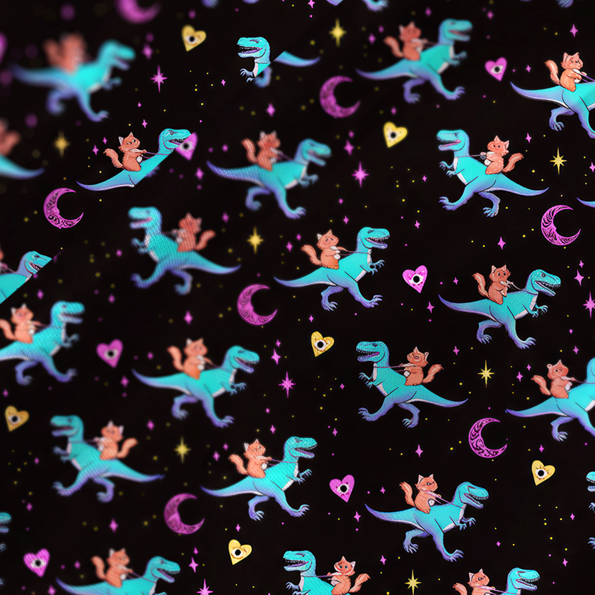 Purplehecate Witch Cat Rides the Dino Satin Cross Back Mini Dress