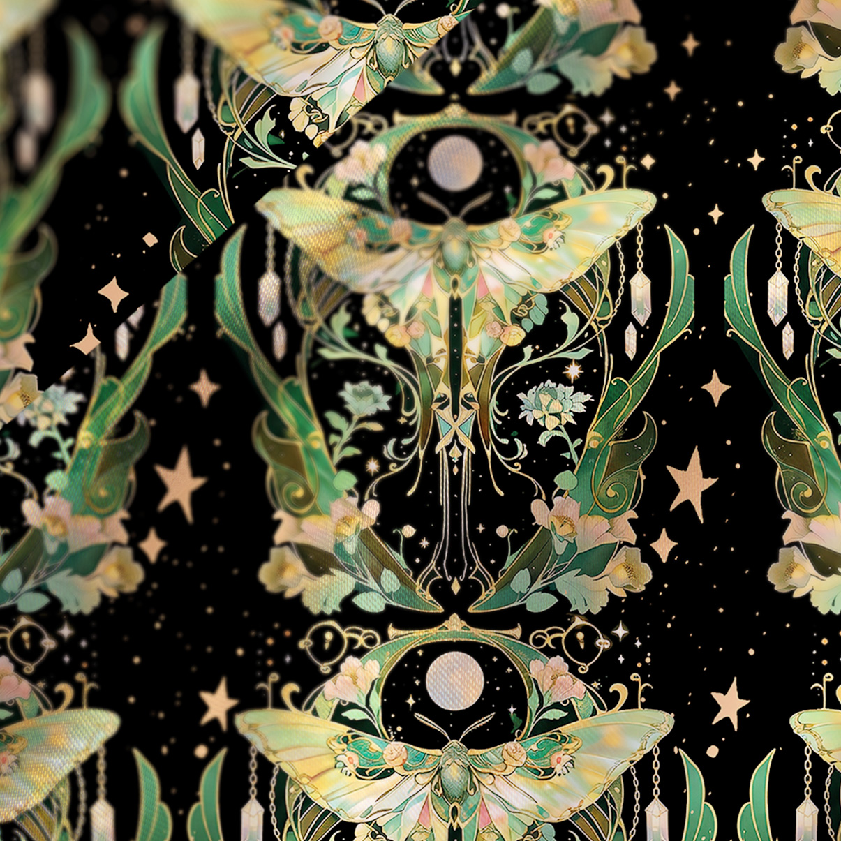 Purplehecate Moon Moth Rave Satin Cross Back Mini Dress