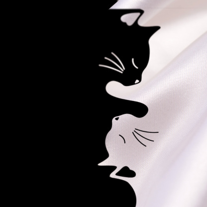 Purplehecate Yin Yang Cat Lover Satin Cross Back Mini Dress