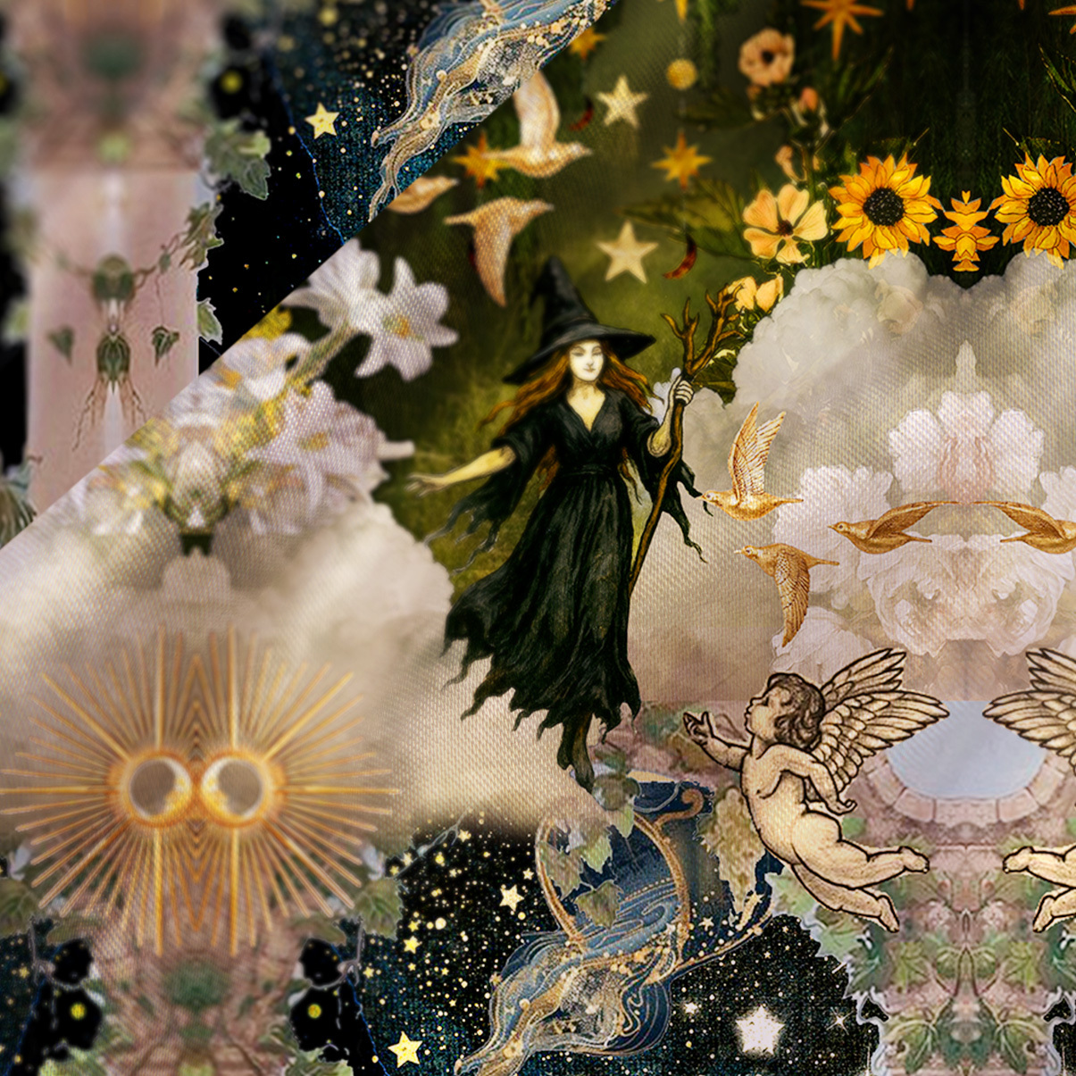 Purplehecate Garden of the Celestial Witch Satin Cross Back Mini Dress